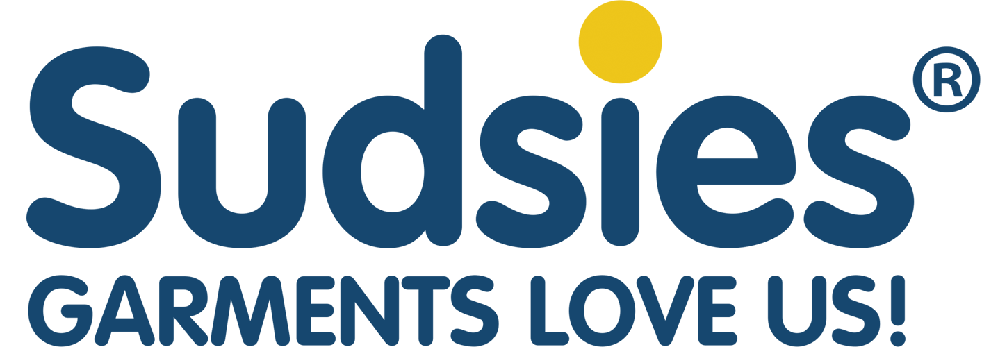 Sudsies Dry Cleaners logo featuring the Sudsies name in bold, modern lettering.