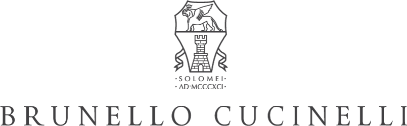 Brunello Cucinelli logo with heraldic crest and Solomeo inscription